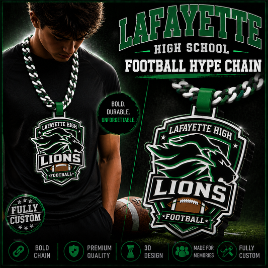 LHS Football Tri Color Cuban Link style Hype Chain
